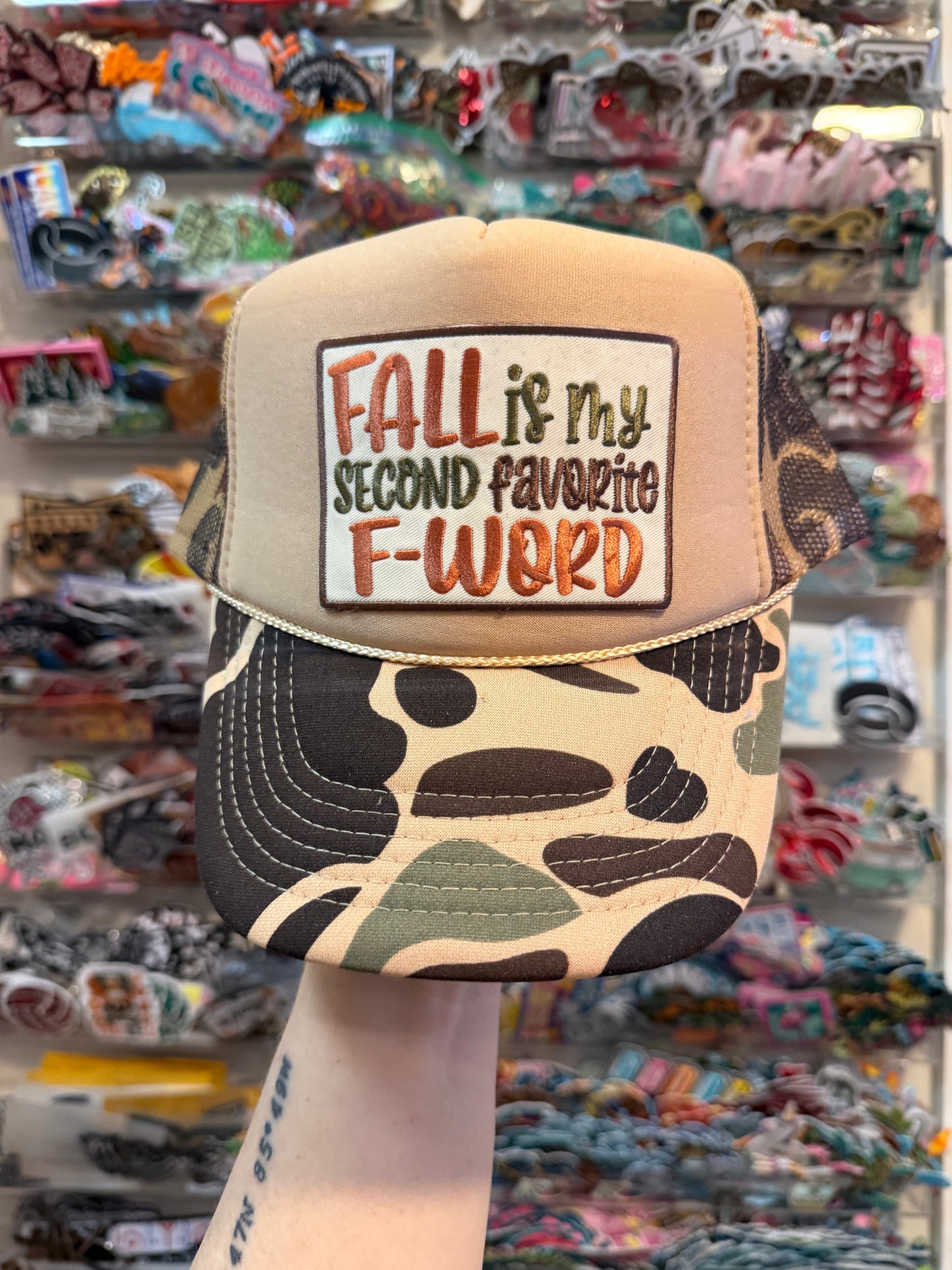 Blu Coconut Fall F word camo Trucker Hat