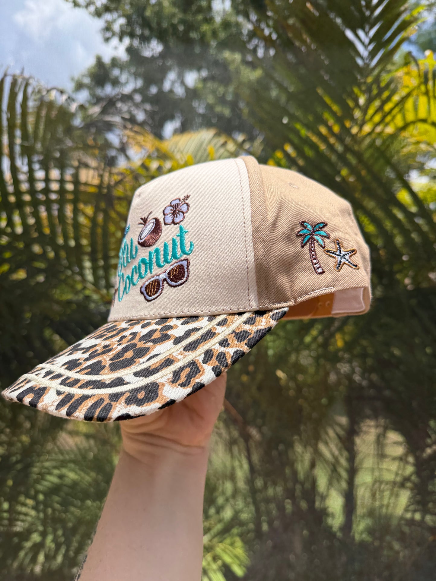 Blu Coconut Embroidered Canvas Mid-Profile Snapback! 🥥
