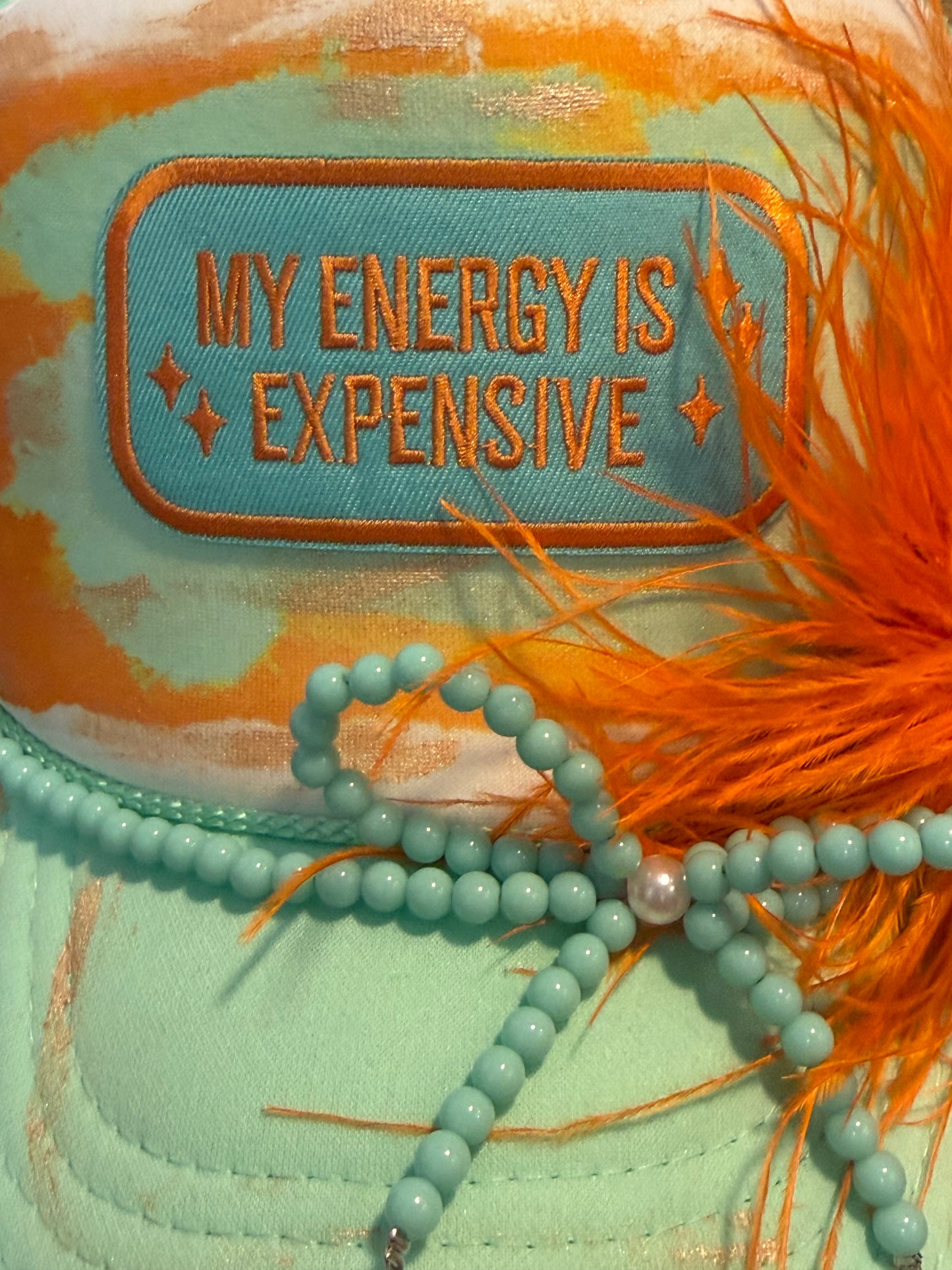 MY ENERGY IS EXPENSIVE Trucker Hat 🧡🩵