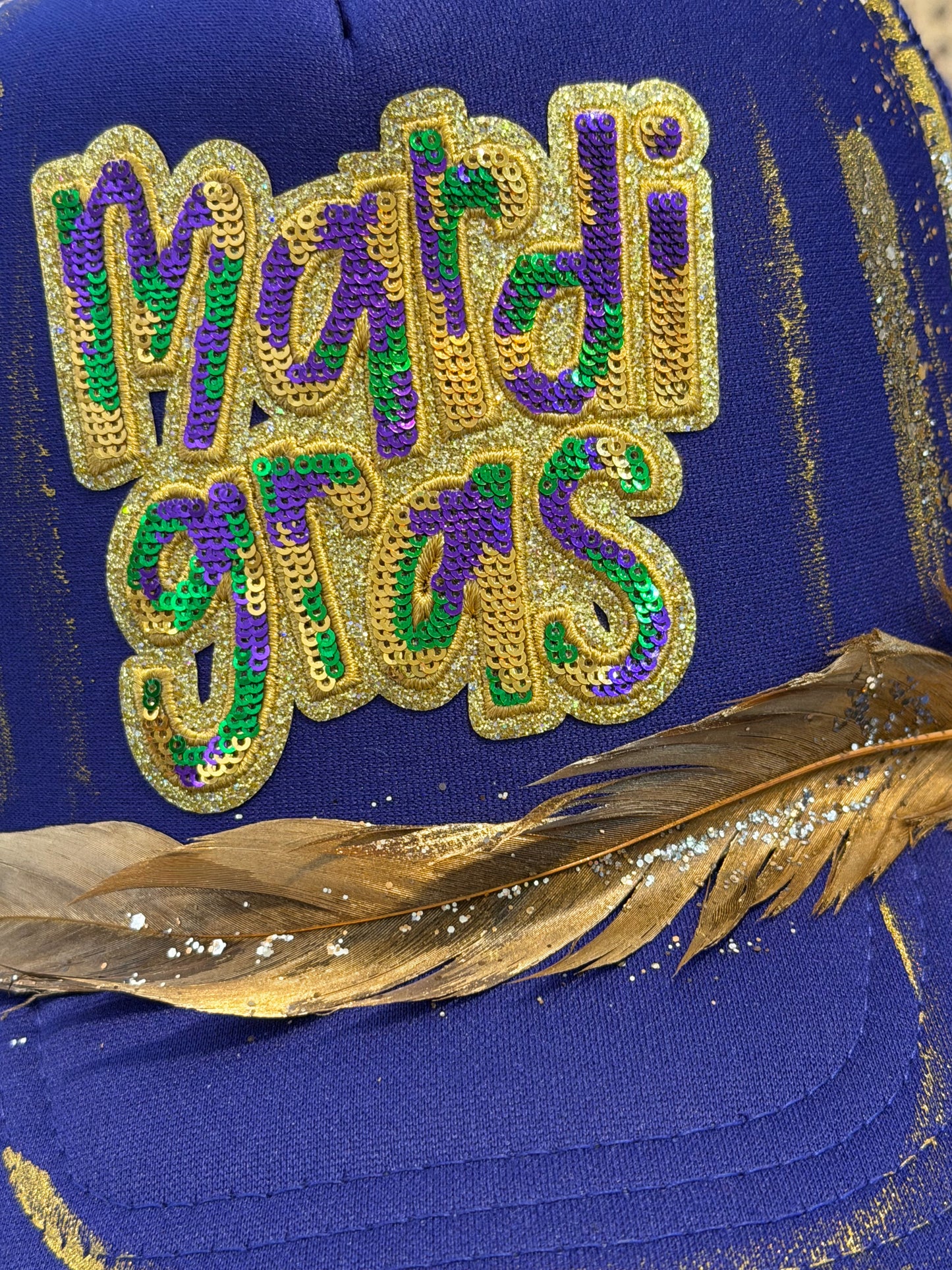 Blu coconut Mardi Gras Trucker