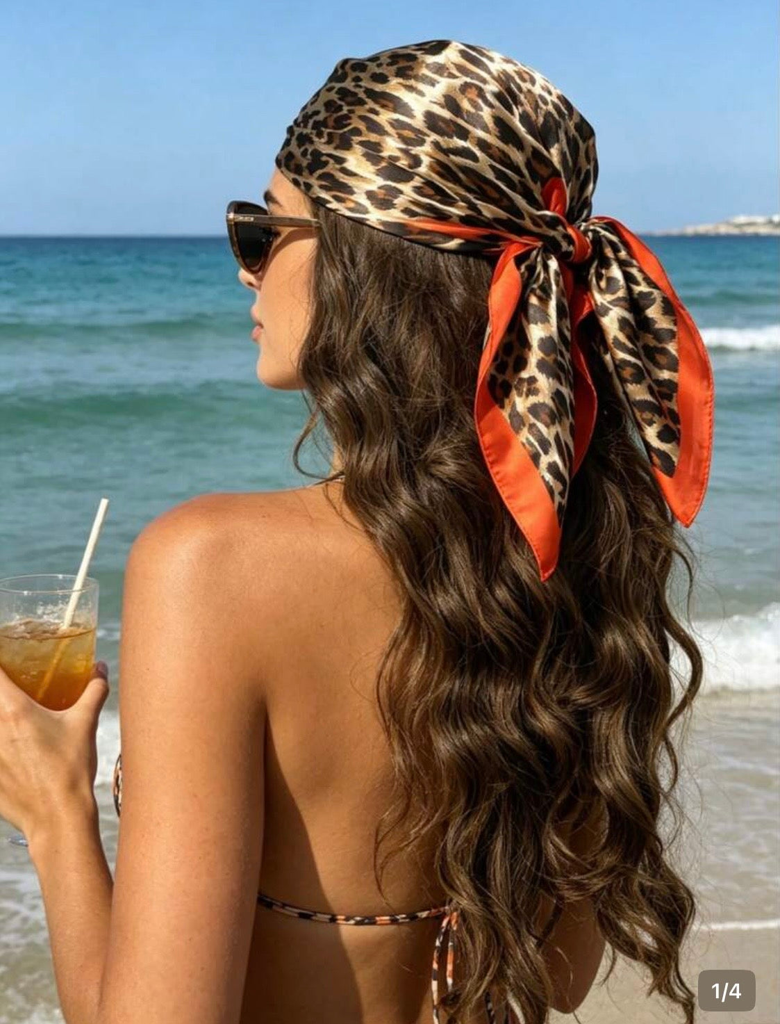 Leopard Print & Orange Scarf