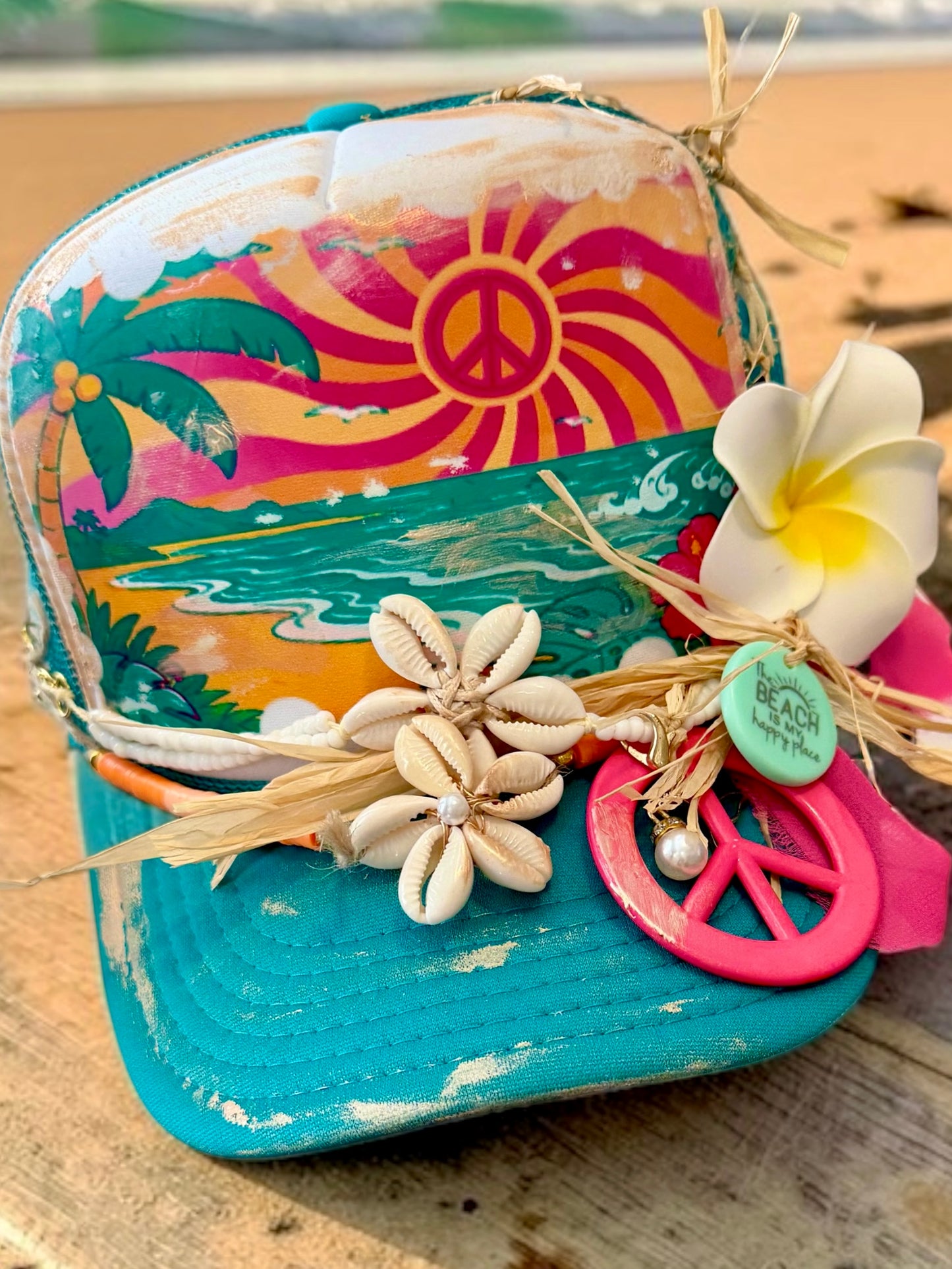 Blu coconut 🌴☮️ Peace, Love & Paradise Trucker ☮️🌴