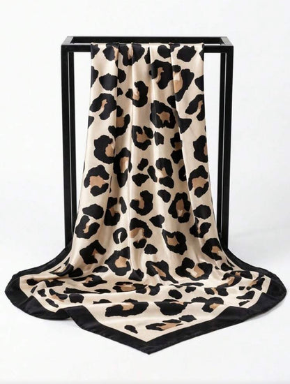 Khaki and black leopard Scarf