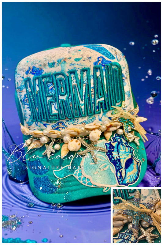 Blu Coconut Jade Mermaid Couture Trucker