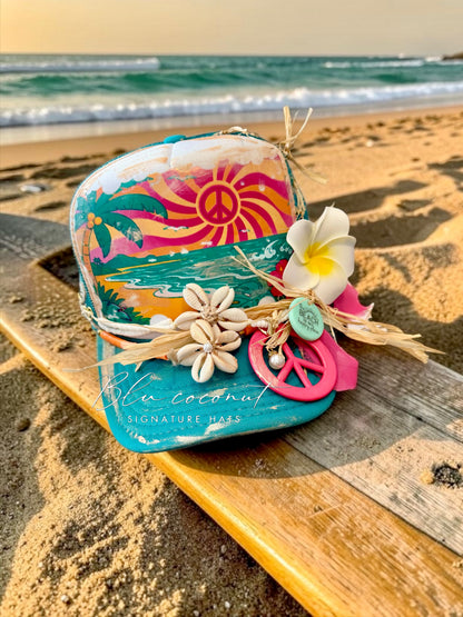 Blu coconut 🌴☮️ Peace, Love & Paradise Trucker ☮️🌴