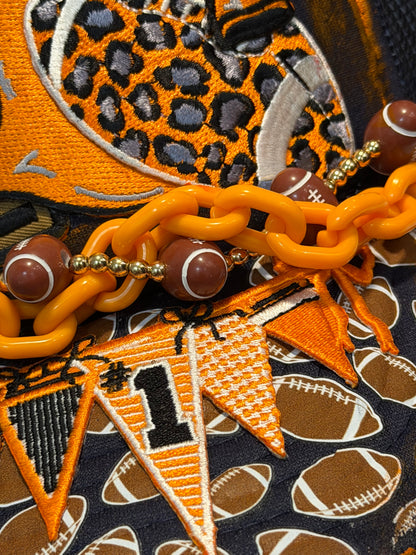 Blue Coconut navy and orange football Trucker Hat 🧡💙