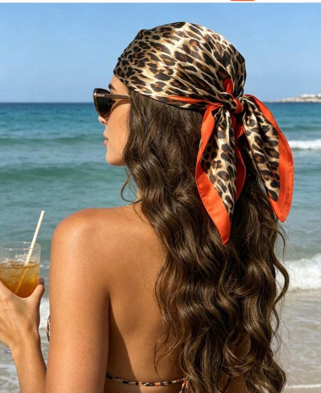 Leopard Print & Orange Scarf