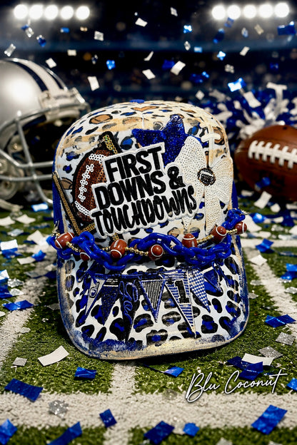 Blu Coconut Blue & White First Downs Football Trucker Hat