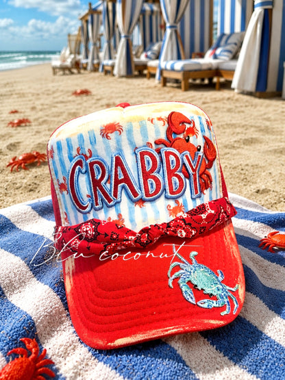 Blu Coconut Crabby Trucker Hat! 🦀☀️