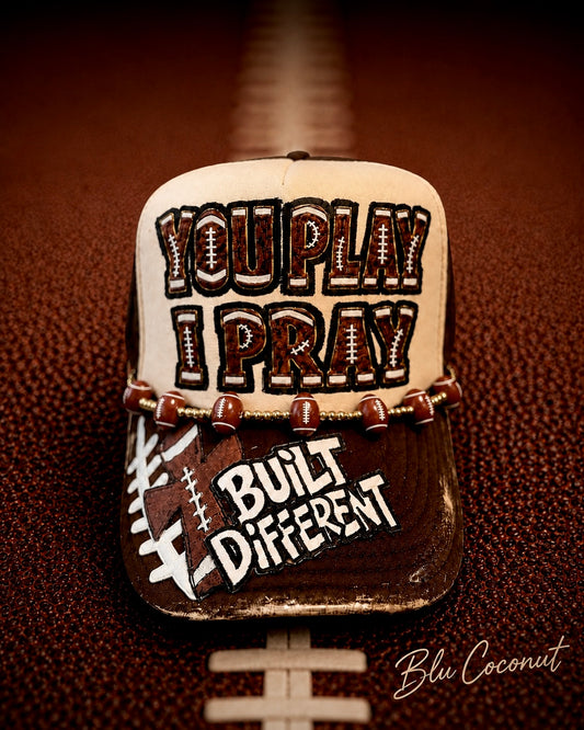 Blu Coconut Brown and khaki Pray Football Trucker Hat