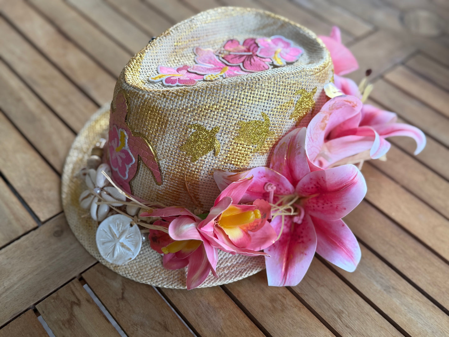 Blu Coconut 🌴 Pink Sea Turtle Luxe Straw Fedora 🌴