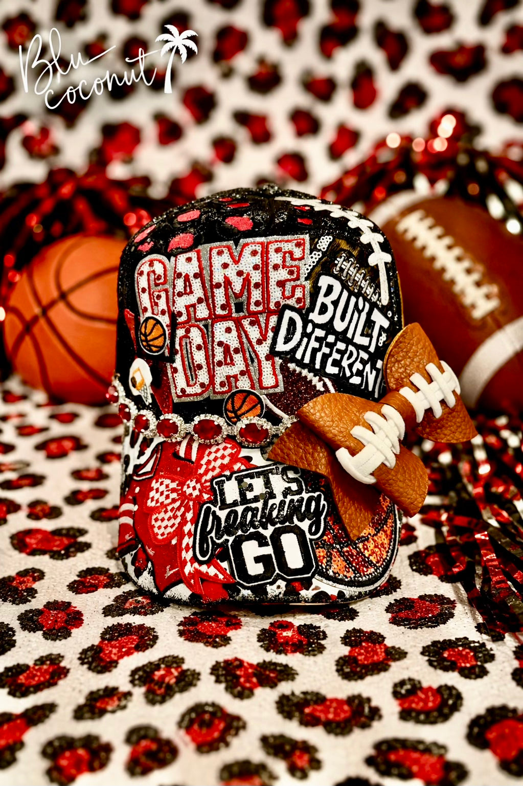 Blu Coconut Red & Black Football/Basketball Trucker Hat