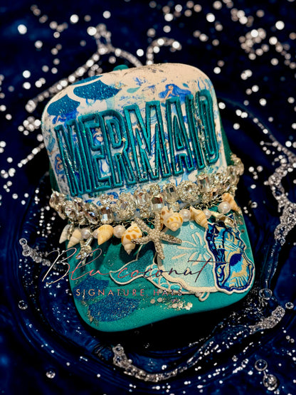 Blu Coconut Mermaid Gemstone Trucker
