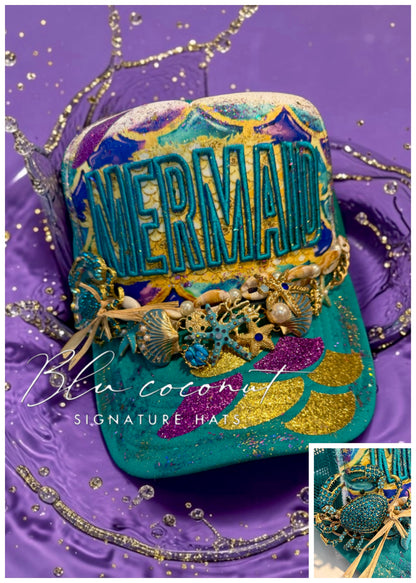 Blu Coconut Jade Mermaid Crab Trucker