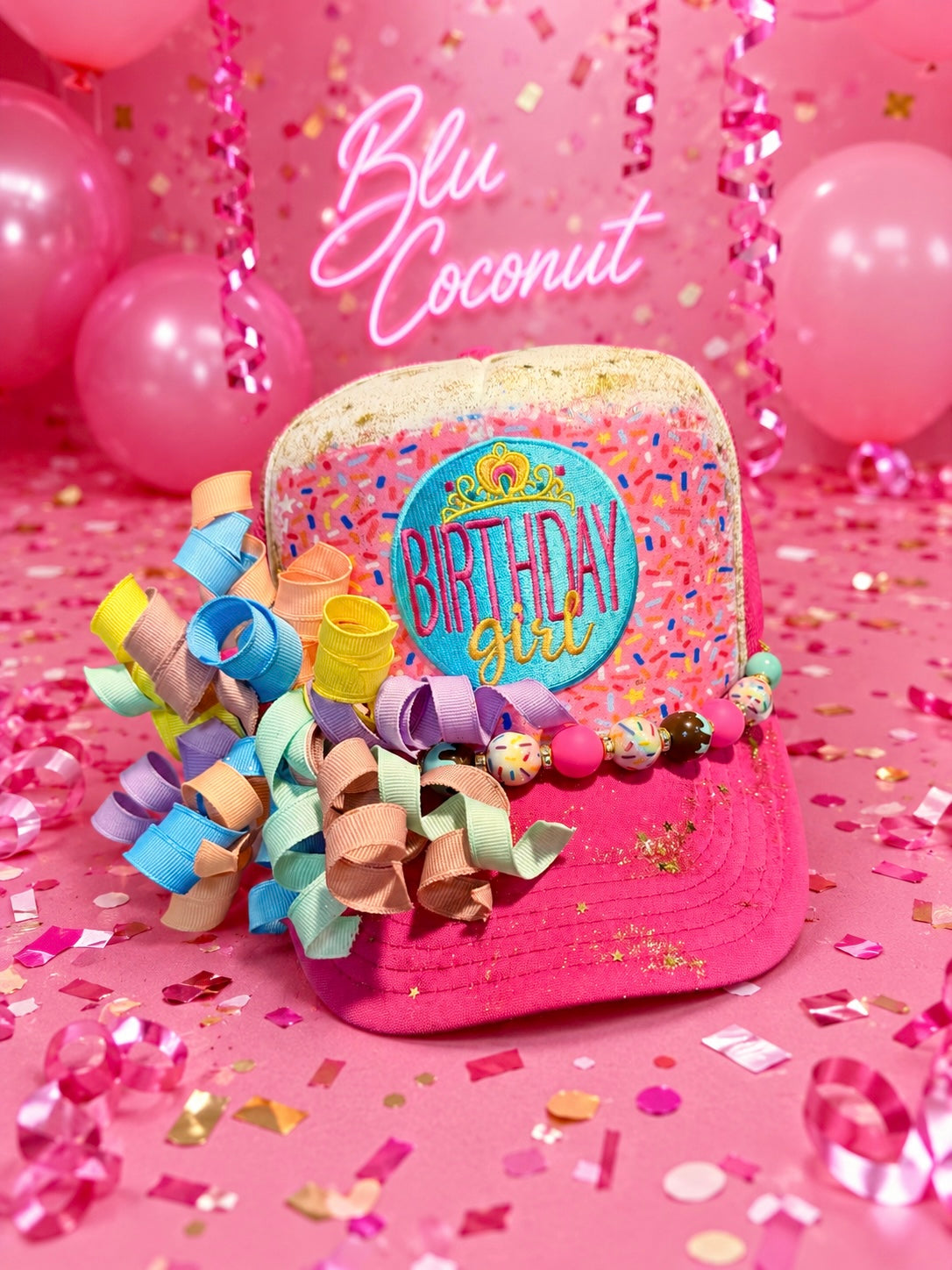 Blu Coconut Birthday Girl Trucker Hat 🩷🎉👑