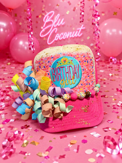 Blu Coconut Birthday Girl Trucker Hat 🩷🎉👑