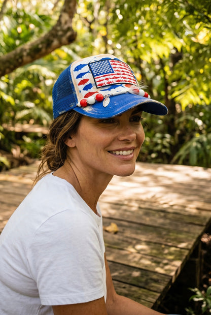 Blu Coconut patriotic fishing trucker