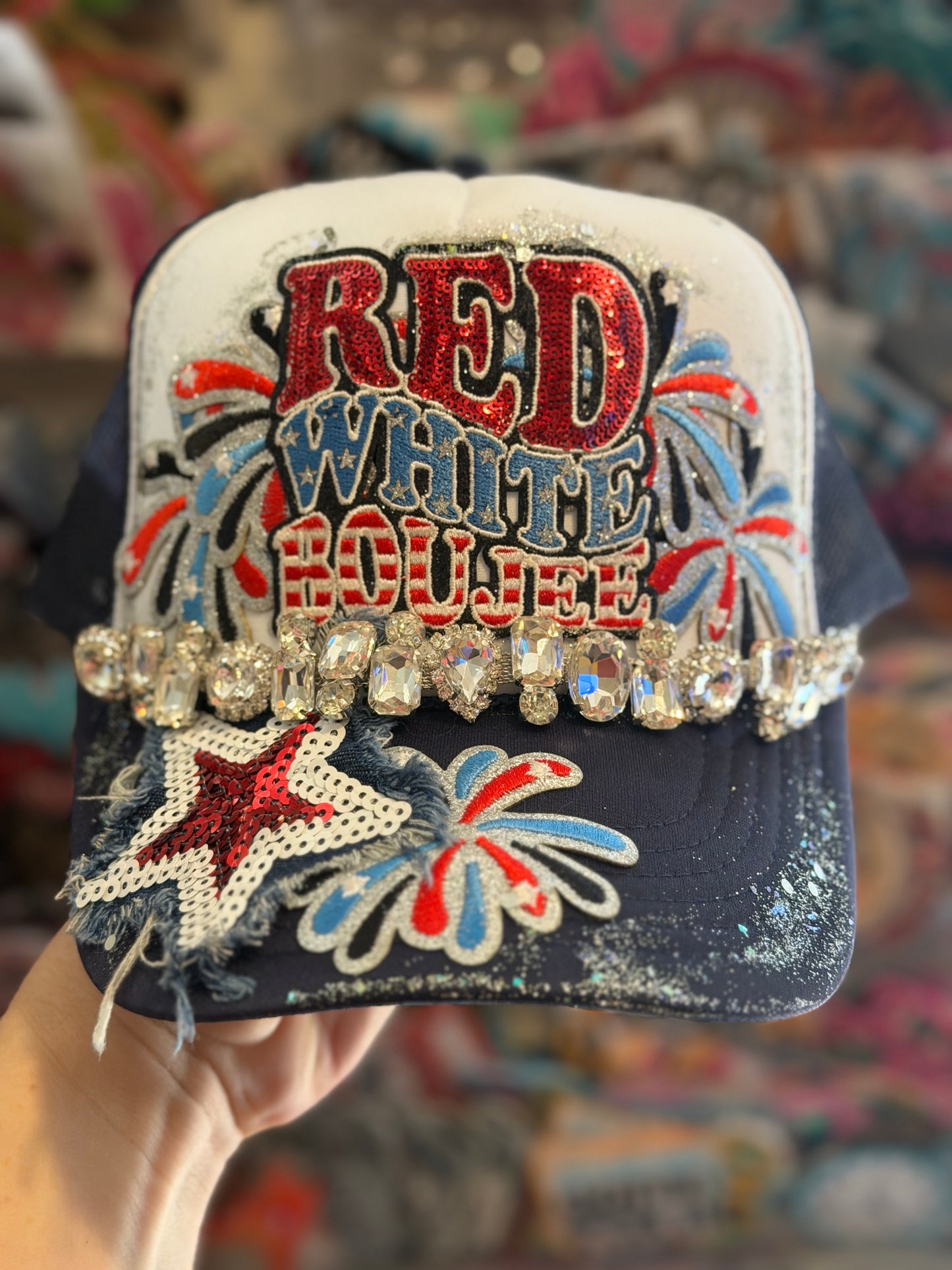 Blu Coconut Red White Boujee Trucker