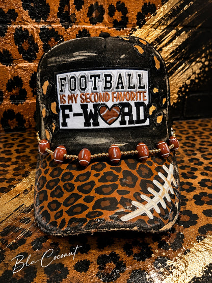 Blu Coconut Black & Leopard Print Football Game Day Trucker Hat