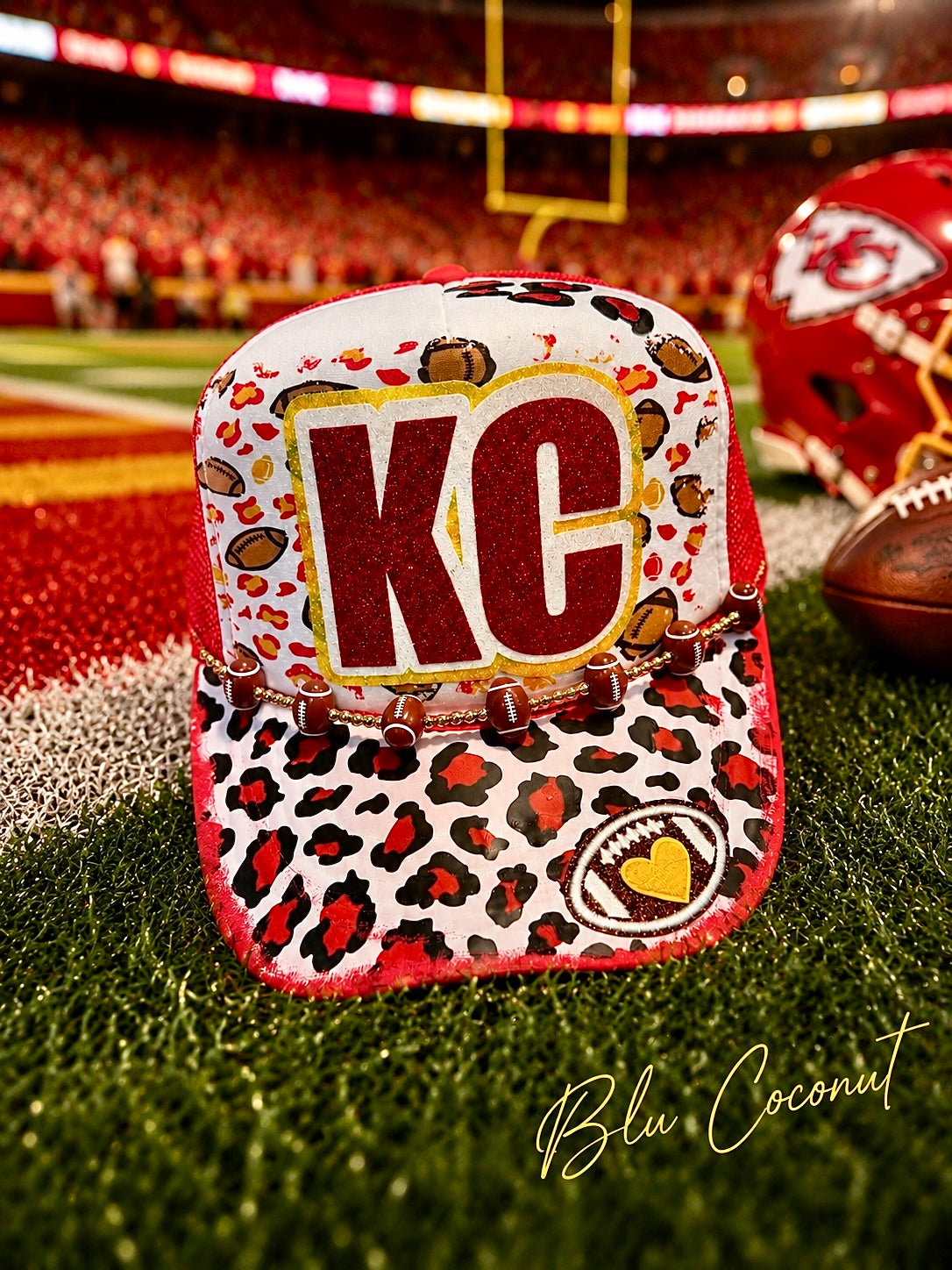 Blu coconut Red and yellow football checker hat