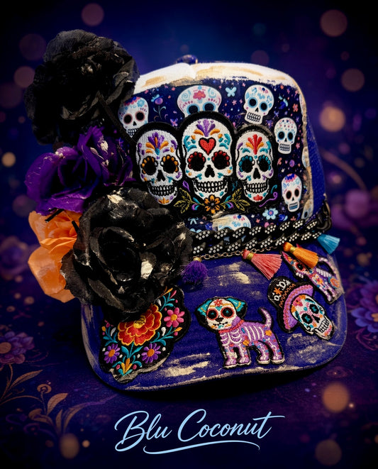 Blu Coconut Sugar Skull Trucker Hat