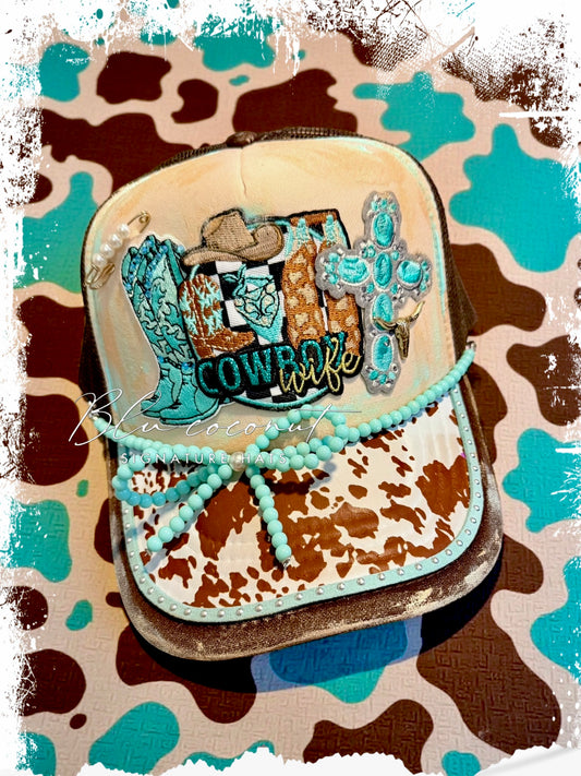 Blu Coconut Cowboy Wife Trucker