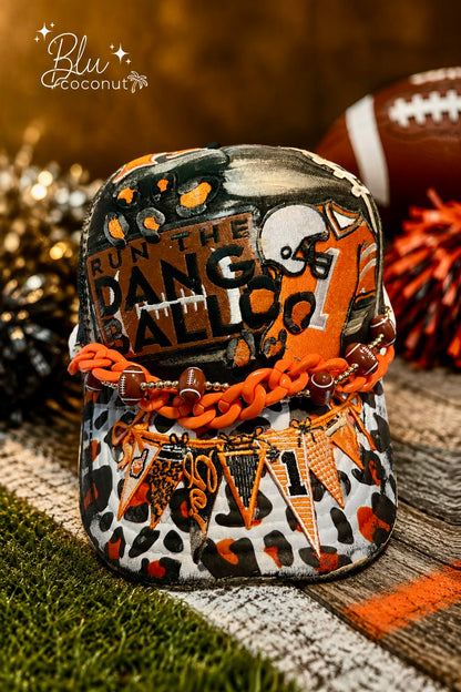 Blu Coconut Black and orange Football Game Day Trucker Hat