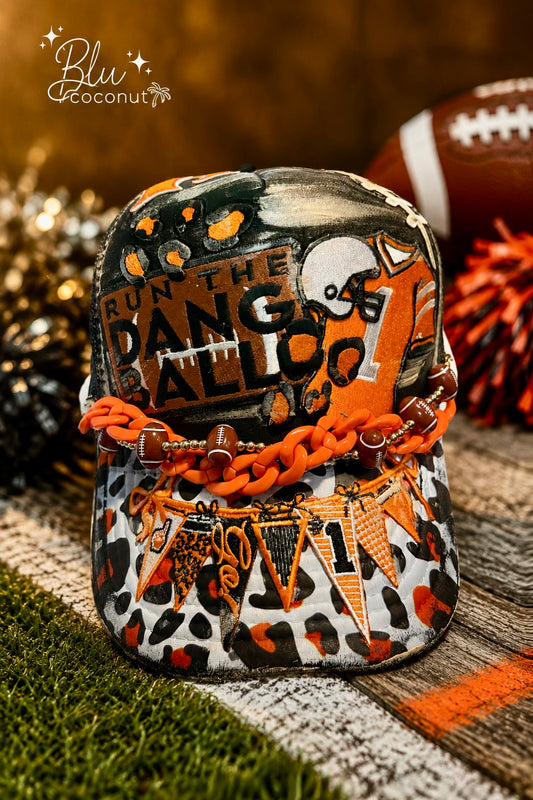 Blu Coconut Black and orange Football Game Day Trucker Hat