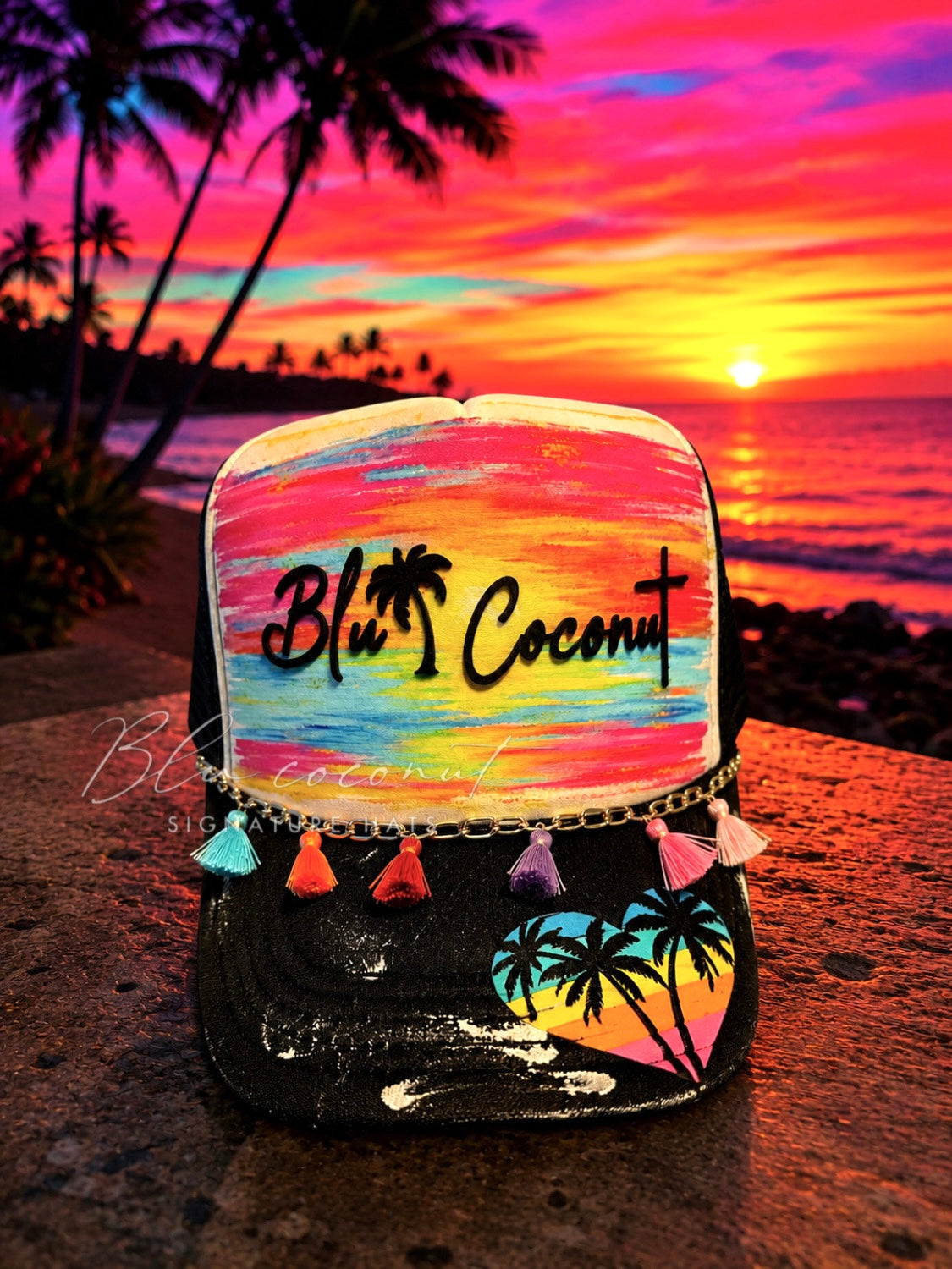 Blu Coconut Neon Sunset Trucker