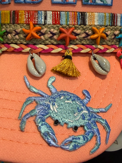 Blu Coconut Coral Coastal Trucker 🦀🌴🐚