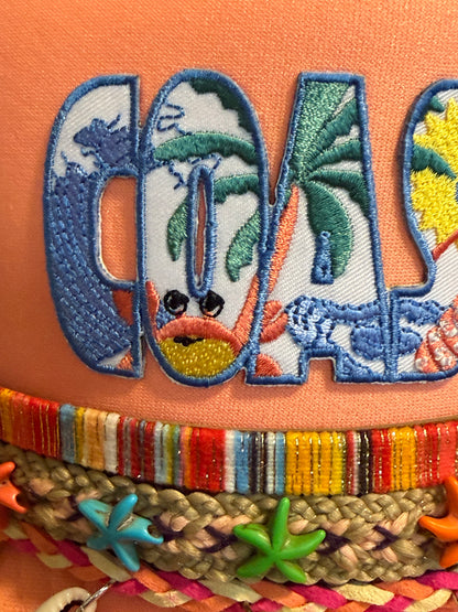 Blu Coconut Coral Coastal Trucker 🦀🌴🐚