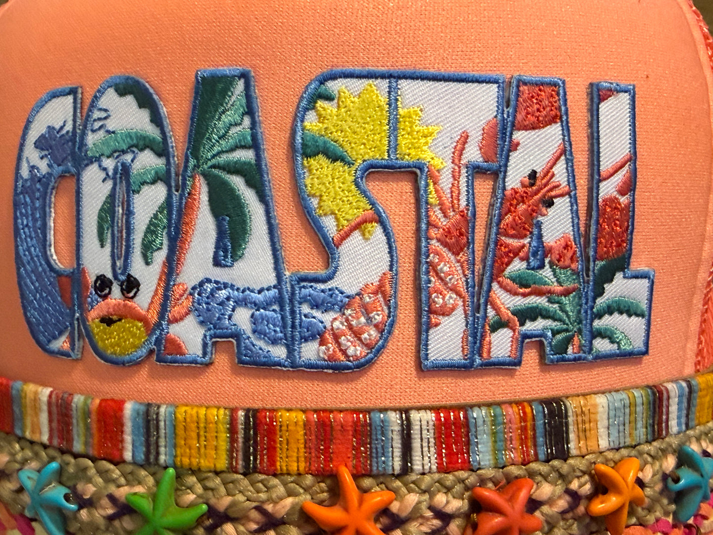Blu Coconut Coral Coastal Trucker 🦀🌴🐚