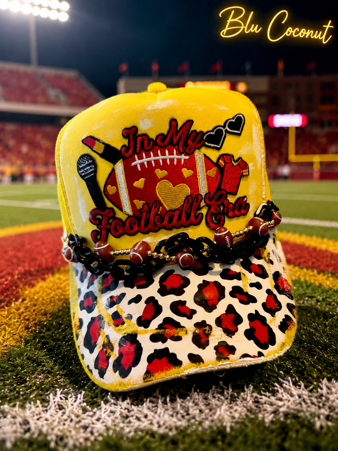 Blue Coconut In My Football Era football Trucker Hat