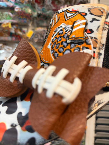 Blue Coconut Black, Orange and White Football Trucker Hat.
