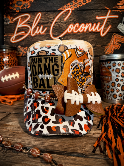 Blue Coconut Black, Orange and White Football Trucker Hat.