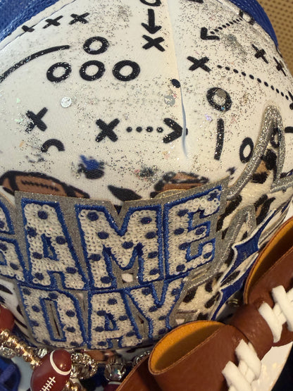 Blue Coconut Blue and White Football Trucker Hat.