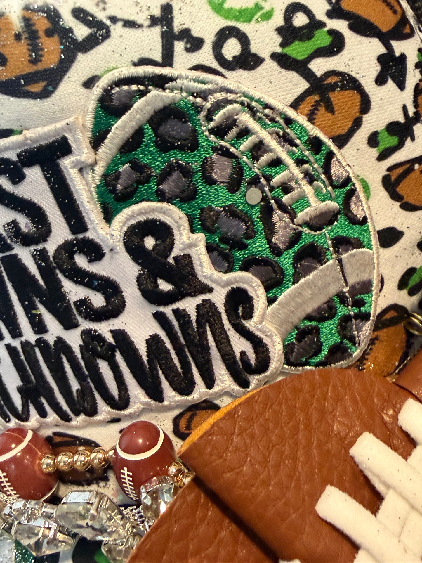 Blue Coconut Black white and green Football Trucker Hat
