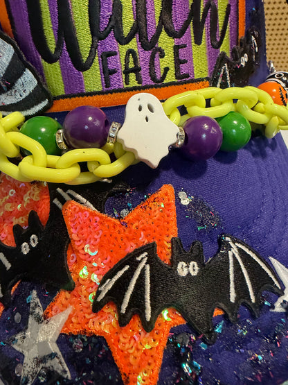 Blue Coconut Resting Witch Face Trucker Hat