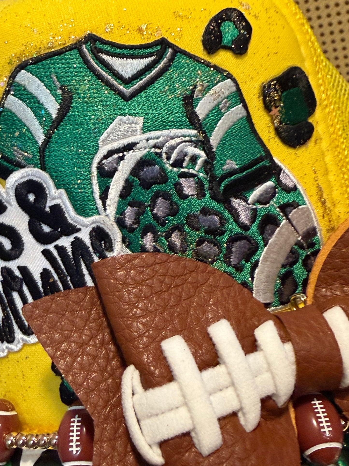 Blue Coconut yellow and green Football Trucker Hat.