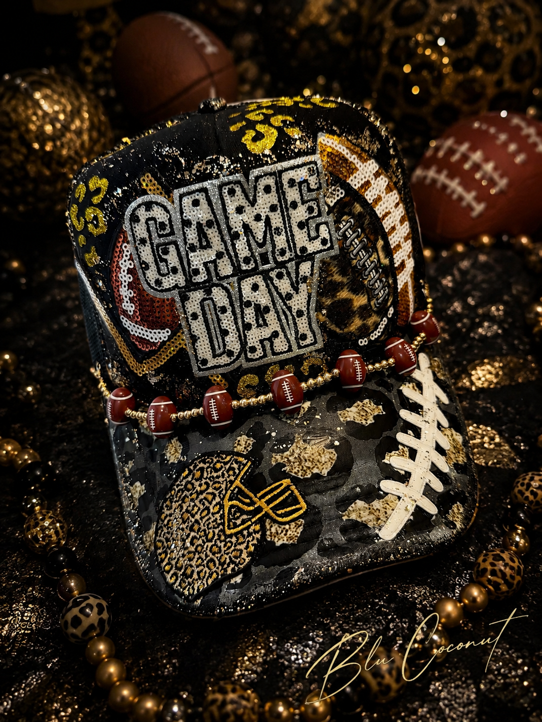 Blu Coconut Game Day football trucker hat.