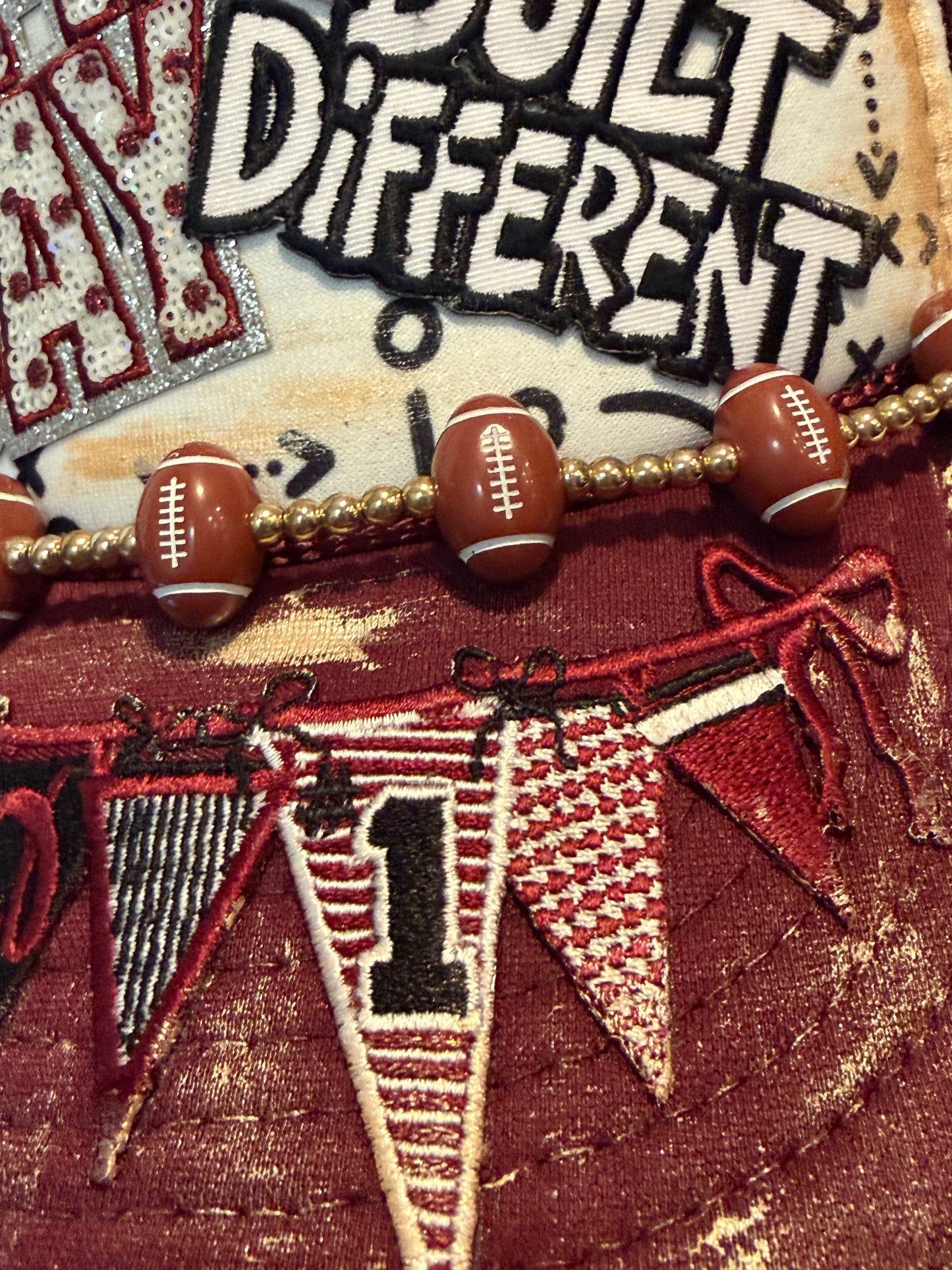 Blu coconut burgundy and white football Trucker hat