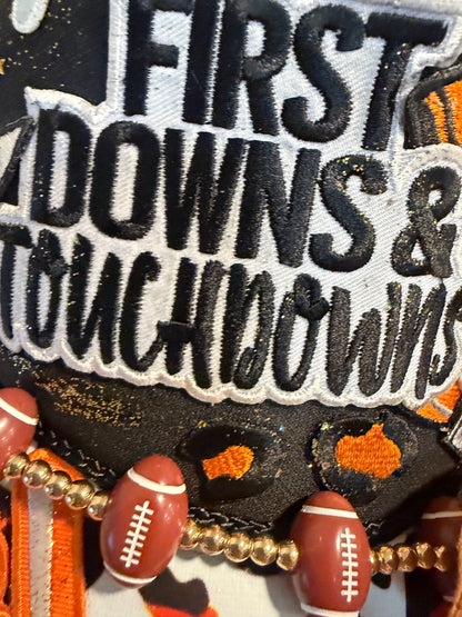 Blue Coconut black and orange bow football Trucker Hat 🧡 🖤🏈