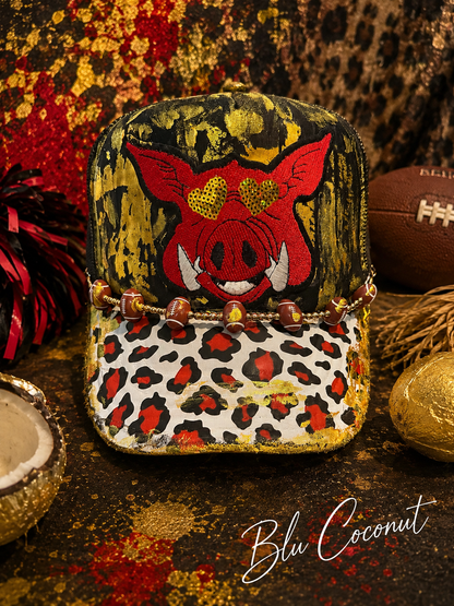 Blu Coconut black and red football Trucker Hat