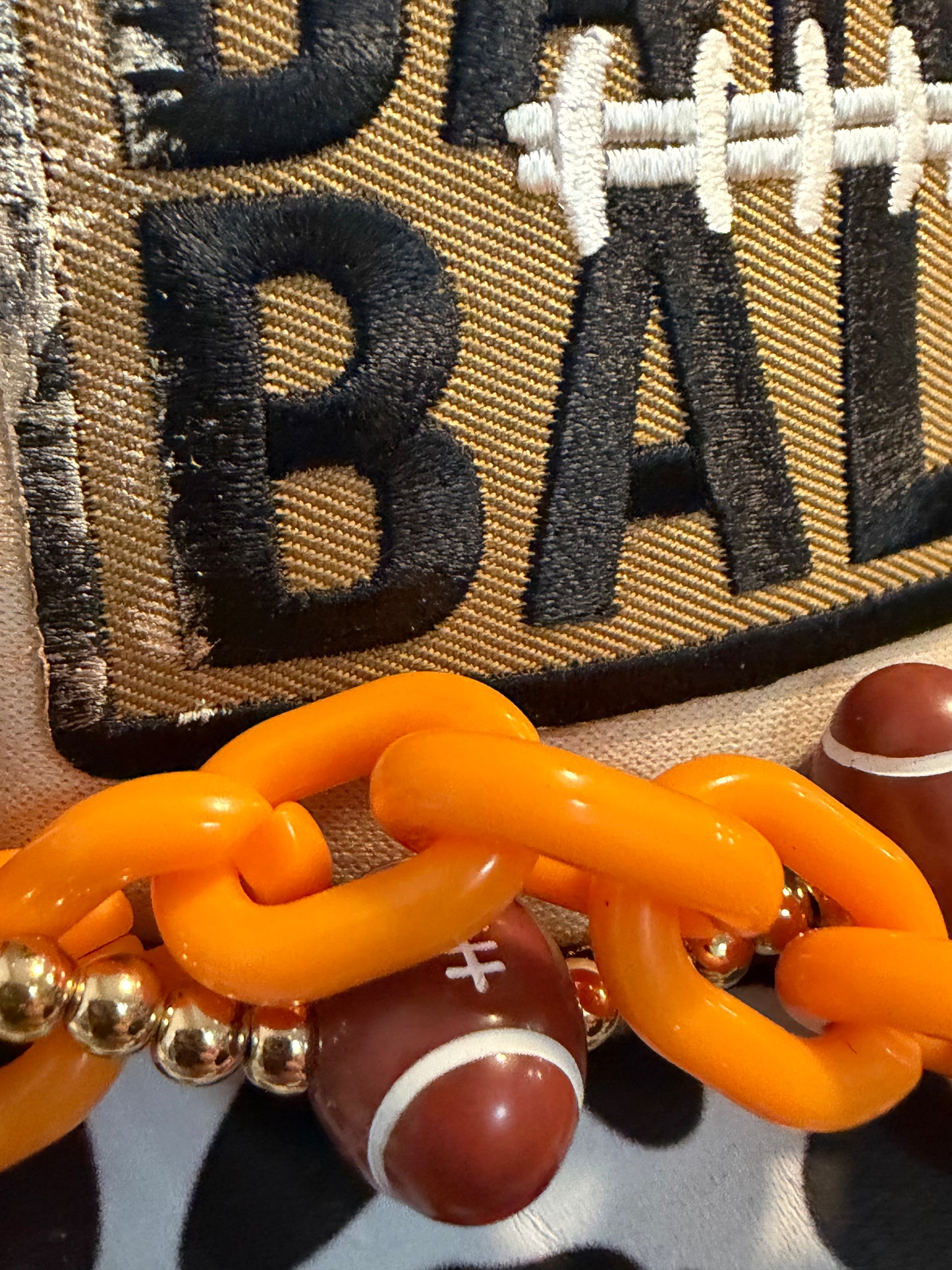 Blue Coconut brown and orange bow football Trucker Hat 🧡🤎🏈