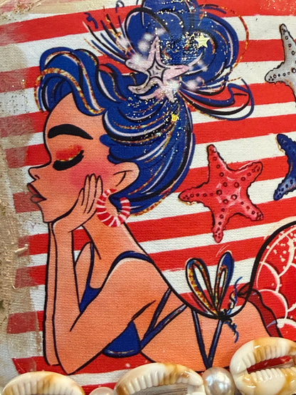 Blu Coconut Patriotic Mermaid Trucker