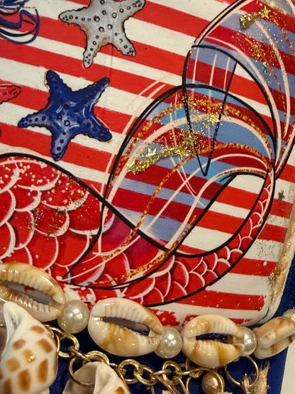 Blu Coconut Patriotic Mermaid Trucker