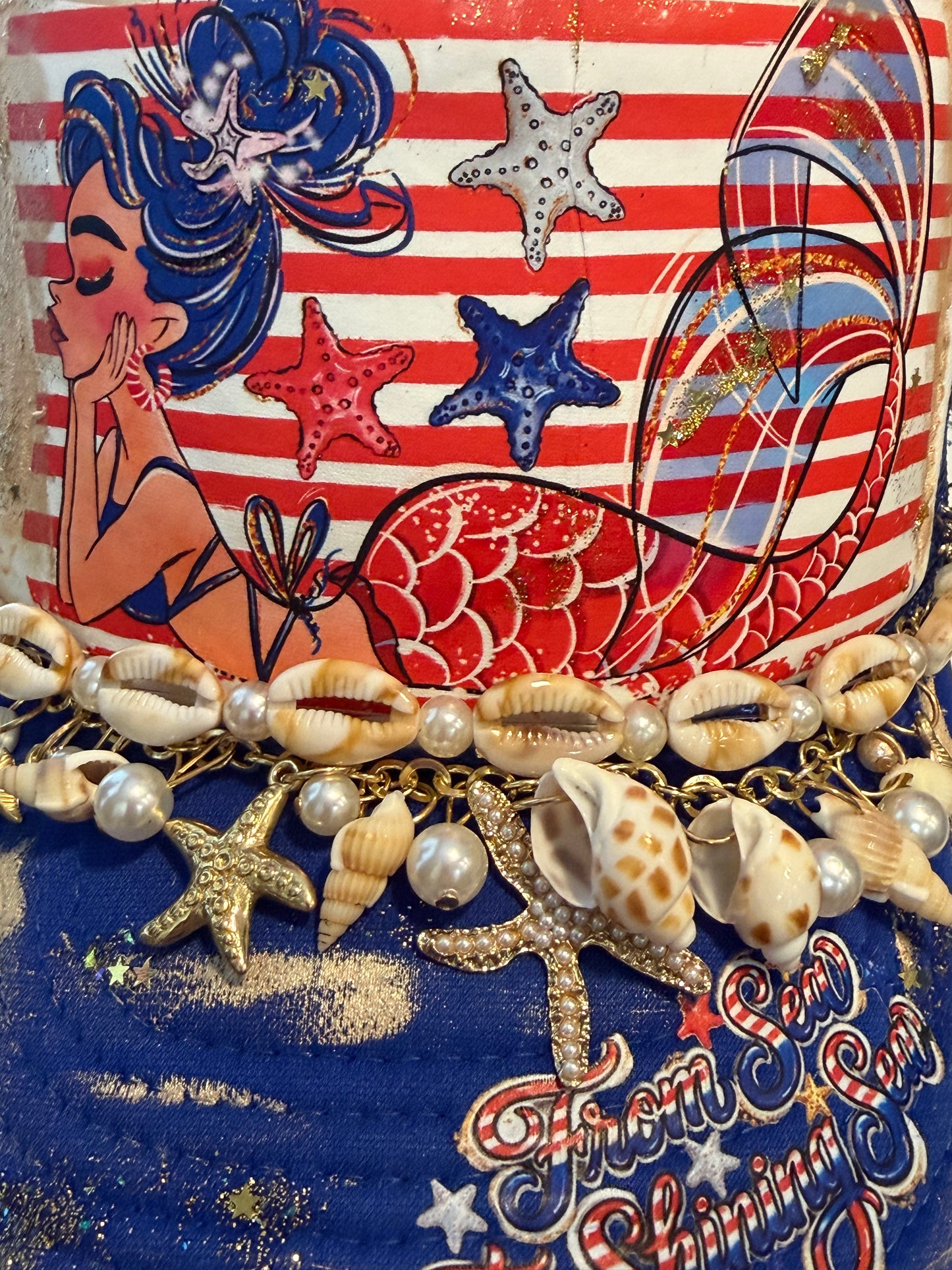 Blu Coconut Patriotic Mermaid Trucker
