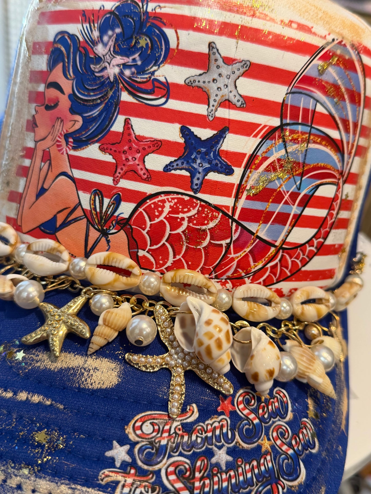 Blu Coconut Patriotic Mermaid Trucker