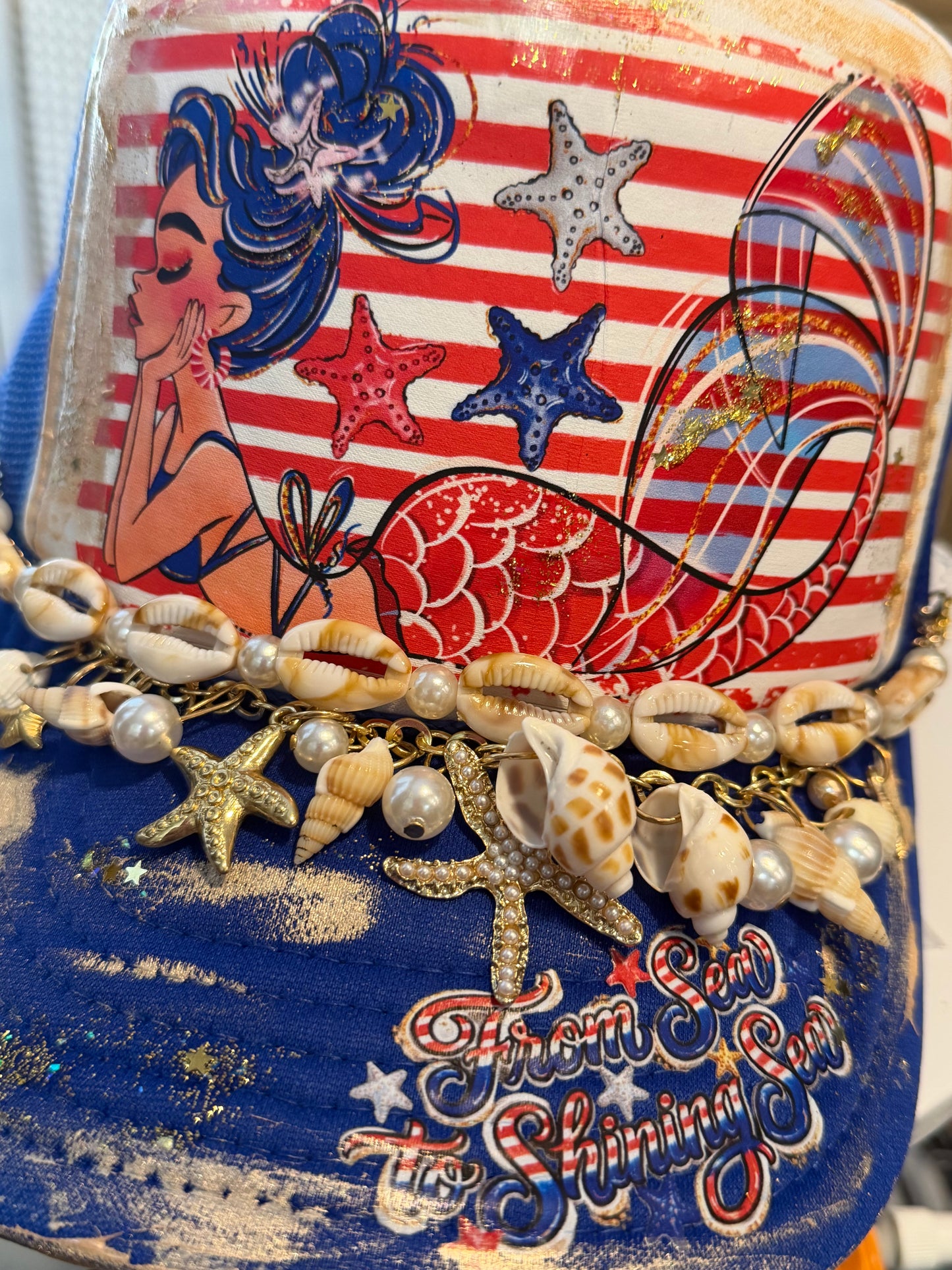 Blu Coconut Patriotic Mermaid Trucker