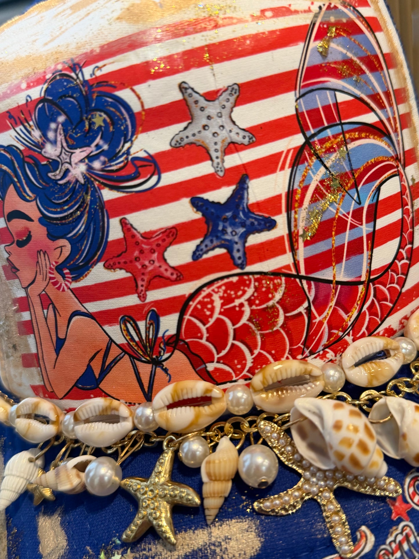 Blu Coconut Patriotic Mermaid Trucker